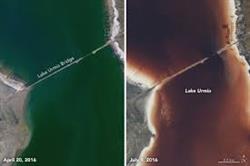 دلایل قرمز شدن دریاچه ارومیه از دید ناسا